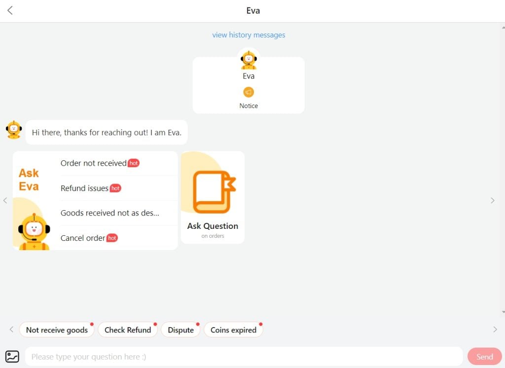 Interacting With AliExpress Virtual Assistant Eva
