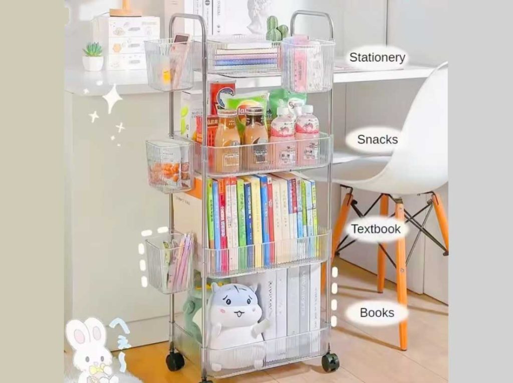 Slim rolling storage cart
