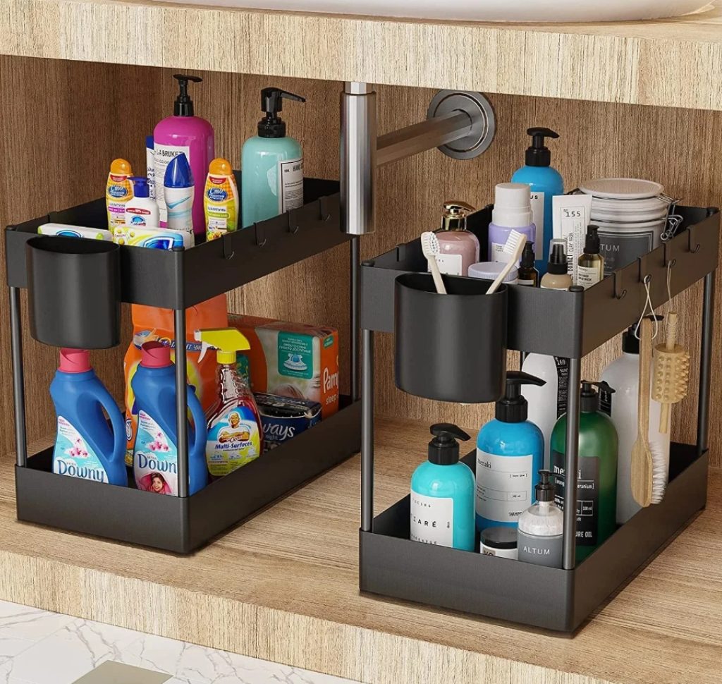 Under-sink adjustable rack